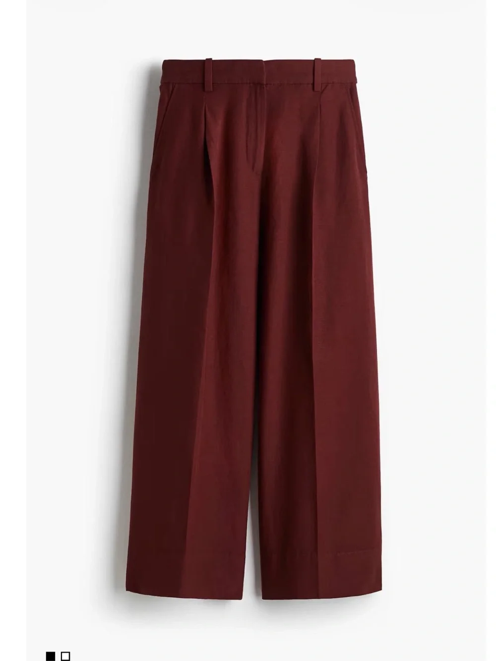 H&M Linen-Blend Wide Leg Pants in Rust Brown